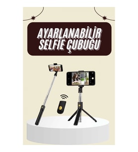 Mey İthalat® Cep Telefonu Tripod Standı Manyetik Selfie Sopa Bluetooth Uzaktan Kumandalı