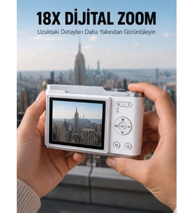 Kompakt Dijital Fotoğraf Makinesi Beyaz 18X Dijital Zoom Destekli