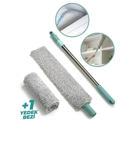Mikrofiber Girintili Yüzey Dip Köşe Raf Temizleme ve Toz Alma Fırçası