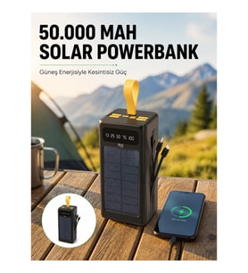 Mey İthalat® Güneş Enerjili Powerbank Dijital Göstergeli Taşınabilir Güç Kaynağı Yeni Nesil