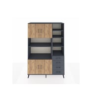 Hyperion Dolap 9 Raflı 4 Çekmeceli 4 Kapaklı 132x44x195 Antrasit-Çam/Antrasit