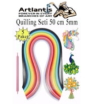 Quilling Seti 5 mm İnce 5 Paket Quling Kağıt Katlama Kıvırma Sanatı Telkari Kuiling Karışık Renkli  (Çok Renkli)