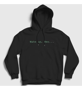 Presmono Unisex Siyah Wake Up Neo Film The Matrix Kapüşonlu Sweatshirt 254101tt