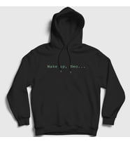 Presmono Unisex Siyah Wake Up Neo Film The Matrix Kapüşonlu Sweatshirt 254101tt