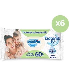 Molfix İzotonik Sulu Islak Mendil Ferah Temizlik 60'lı 6*60 360 Yaprak