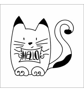 Hello Kedi Sticker Duvar Sticker 20x20 CM