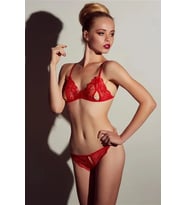 Kırmızı Dantelli Fantazi Sütyen ve G-String Takım TM2048
