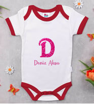 BK Kids Kişiye Özel Harfli Kırmızı Bebek Body Zıbın-3