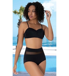 Yüksek Bel Siyah Bikini Takımı – File Detaylı 38