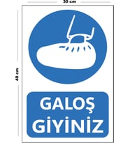Metal Galoş Giyiniz 30 cm x 40 cm A3 Büyüklüğünde Uyarı Levhası Yönlendirme Tabelası