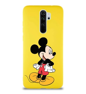 Xiaomi Redmi Note 8 Pro Soft Premier Kapak Mickey Mouse-D Tasarımlı Silikon Kılıf - Sarı (Şeffaf)