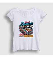 Presmono Kadın Beyaz Speed Demon Araba Yarışı Otomobil T-Shirt 472372tt