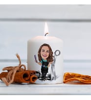 Kişiye Özel Kuaför Kadın Karikatürlü Mum