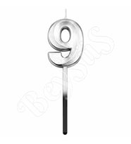 9 Rakam Mum Gümüş
