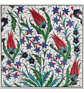 Armada Çini 20x20 Cm ED 326 Kütahya Desenli İznik Lalezar Eldekoru Çini karo