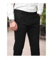 A Kalite Slim Fit Likralı Kumaş Pantolon (Siyah)