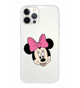 Apple iPhone 12 Pro Uyumlu Kapak Minnie Mouse Tasarımlı Şeffaf Silikon Kılıf