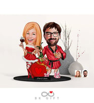 BK Gift Kişiye Özel Yeni Yıl Sevgililer Karikatürlü Ahşap Biblo-7