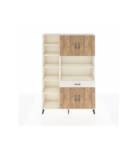 Arges Dolap 10 Raflı Tek Çekmeceli 4 Kapaklı 132x30x195 Aytaşı-Çam/Aytaşı