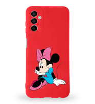 Samsung Galaxy M13 Uyumlu Lansman Kılıf Altı Kapalı İçi Kadife  Minnie Mouse-E Tasarımlı  Kapak (Şeffaf)
