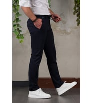 ECER LİKRALI BELİ LASTİKLİ İPLİKLİ KIŞLIK KUMAŞ ERKEK JOGGER PANTOLON  (Lacivert)