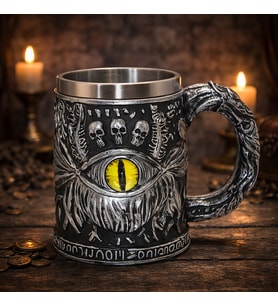 Fantastik Göz ve Kurukafa Figürlü 3D Kabartmalı Fantasy Kupa Bardak Metal İç Hazneli Dekoratif Mug