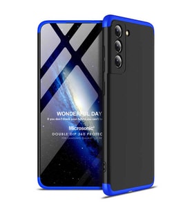 Microsonic Samsung Galaxy S21 FE Kılıf Double Dip 360 Protective Siyah Mavi