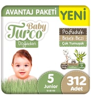 Baby Turco Doğadan 5 Beden Bebek Bezi Avantaj Paketi Pofuduk 78x4 312 Adet
