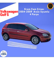 VW Golf 5 Krom Cam Çıtası 4 Parça 2004-2009 Paslanmaz Çelik