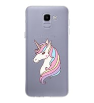 Samsung Galaxy J6 Kapak Unicorn Tasarımlı Şeffaf Silikon Kılıf