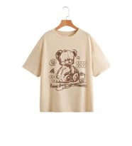 Çocuk Oyuncak Ayı Baskılı Pamuklu Tshirt (Bej)