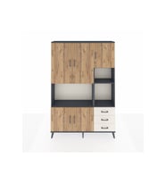 Arges Dolap 9 Raflı 3 Çekmeceli 5 Kapaklı 132x30x195 Antrasit-Çam/Aytaşı