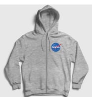 Presmono Unisex Gri Logo Nasa Space Uzay Fermuarlı Kapüşonlu Sweatshirt 282948tt (Gri)