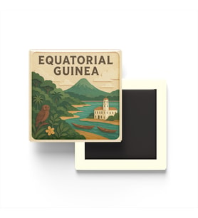 Ekvator Ginesi - Equatorial Guinea - Paper Cut Art - Baskılı Buzdolap Magneti Kare - 9x9 cm
