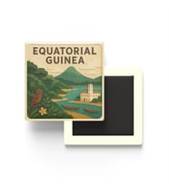 Ekvator Ginesi - Equatorial Guinea - Paper Cut Art - Baskılı Buzdolap Magneti Kare - 9x9 cm