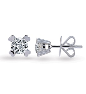0.20 Ct Tektaş Pırlanta Kalp Tırnak Küpe TKPE5 (Çok Renkli)