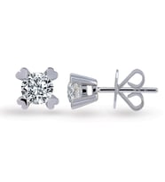 0.20 Ct Tektaş Pırlanta Kalp Tırnak Küpe TKPE5 (Çok Renkli)