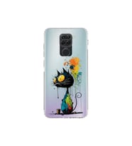 Redmi Note 9 ile Uyumlu Splash Kedi Tasarımlı Şeffaf Silikon Kılıf