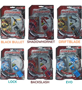 MONSUNO Lisanslı 6’lı Fusion Figür Seti – Black BuIIet, Shadowhornet, Driftblade, Lock, Backslash, Evo (Karışık)