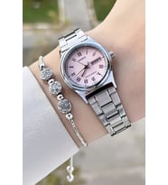 Casio CSISTE112 Kadranı Pembe Kordonu Gümüş Renk Takvimli Hediye Paketli Kadın Kol Saati