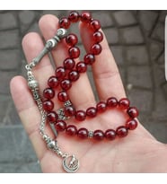 ATEŞ SIKMA KEHRIBAR TESBIH ÖZEL PÜSKÜL 925 AYAR TASARIMLI YENI MODEL YAZILI KUTULU GARANTILI