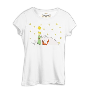 Küçük Prens - Gezegen Beyaz Kadın Tshirt