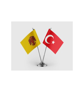Oğuz Boyu Devleti ve Türk Bayrağı İkili Saten Masa Bayrağı Takımı
