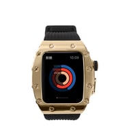Apple Watch 44mm Kordon Metal Kasa Kordon 65 (Siyah-Altın)