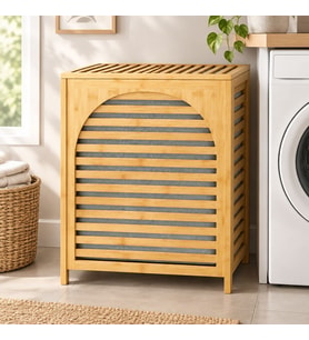 Northcity Kalın Bambu Kirli Çamaşır Sepeti 43x33x67 cm (Kumaş Çantalı)