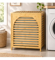 Northcity Kalın Bambu Kirli Çamaşır Sepeti 43x33x67 cm (Kumaş Çantalı)