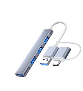 ALLY A-806 4in1 Type-C + USB Girişli USB 3.0 Çoğaltıcı Hub Adaptör Çevirici (Gri)