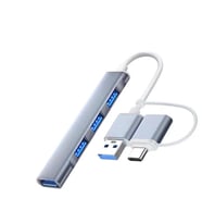 ALLY A-806 4in1 Type-C + USB Girişli USB 3.0 Çoğaltıcı Hub Adaptör Çevirici (Gri)