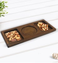 BK Gift Doğal Masif Ahşap Dikdörtgen Sunum Tabağı Çerezlik