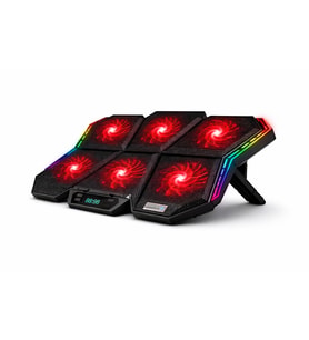 6 Fanlı RGB Laptop Soğutucu Stand 17 İnç LED Ekranlı 7 Kademe Notebook Cooler